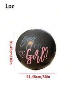 1pc Gender Reveal 36-Inch Balloon Kit For Newborn Baby Party Decorations, Boy Or Girl Announcement Baby Shower Family Decorations Gifts - Black - View 4