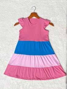 Shein Kids Vestido 3 Marias Manga Japonesa para meninas 100% Algodão 2 a 8 anos - Multicolorido - Visão 9