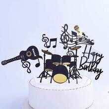 Party Anny Long 8pcs Musical Note Cake Topper Decoration Set For Baking, Music Birthday Party Decoration, Guitar Picks & Cards Cake Decorating Cake Topper Cake Decorations Cake Decor Cake Decorating Tools - Multicolor - View 3