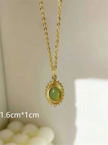 1 Máy Tính Xanh Đá Tự Nhiên Mặt Dây Chuyền Vòng Cổ Rỗng Mắt Vàng Charm Vintage Cổ Cho Nữ Trang Sức Inox Tặng Mới - Nhiều màu - Xem 12
