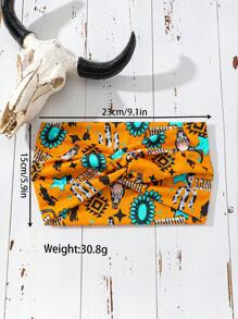 1件装女士复古几何花卉打结发箍，甜美女孩风格发饰，适合日常佩戴，夏季头巾式发带 - 多色 - 查看 5