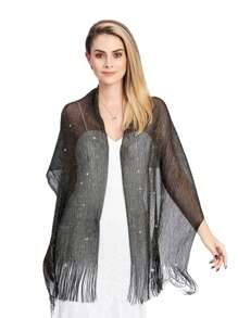 1 件时尚性感流苏纯色防晒透气披肩围巾，超大尺寸，适合新娘派对和日常穿着，女士配饰女士 - A - 查看 21