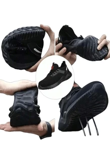 Tenis De Seguridad Industrial Con Casquillo. Zapatos De Trabajo Para Hombres, Botas Industriales Transpirables Y Cómodas. Antideslizantes, Tenis De Seguridad Con Puntera De Acero. - Negro - Ver 7