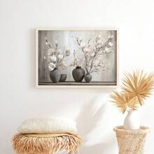 1pc Vibrant Magnolia Canvas Wall Art - Wooden Framed Contemporary Floral Print - Wall Art, Perfect Accent For Bedrooms, Living Rooms, Kitchens And More - Seasonal Fall Decorations,Poster Gifts Birthday Graduation