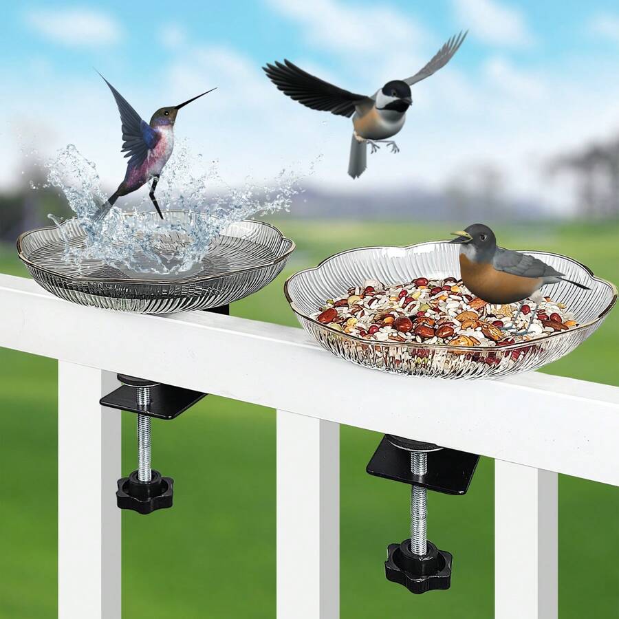 803 Glacier + Railing Bird Feeder New Bird Bath For Outdoor Balcony