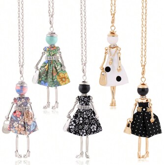 1 Piece Fashion Necklaces For Women Long Pendant Flower Cloth Jewelry Accessories Friend Cute Birthday Wedding Gifts Wholesale Valentines,Mom,Mother,Mother's Day,Gift