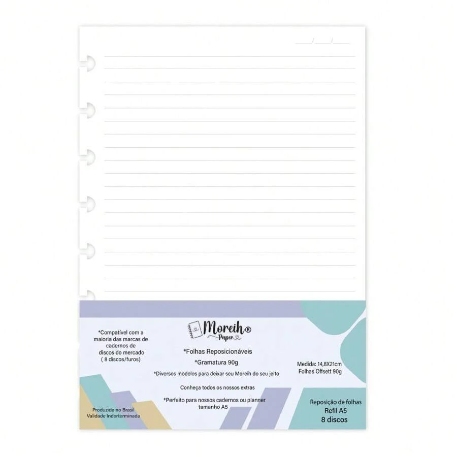 Miolo Refil Para Caderno De discos - Pautado/linhas - 90g - 50fls - Refil Pautado/linhas 50 folhas - Visão 1