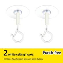meike 2pcs Q-Shape No-Drill Hanging Hooks, Latch, Windproof Screws, For Suspending Outdoor String Lights, Ceiling, Plants, Christmas Lights And Patio Lamps, 2.2 Inch, Black And White, With Pre-Adhesive Screws - 2 Pack - View 13