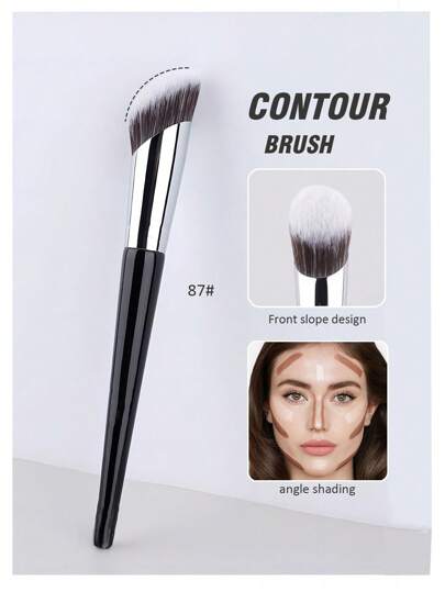 1pc Multi-Functional Contour Brush, Angled Cutting, Suitable For Applying Foundation, Liquid/Cream & Powder Blush, Professional Makeup Brush, Versatile Makeup Tool, #87, Foundation Brush, Concealer Brush, Blush Brush, Contour Brush, Blush Brush, Shading Brush, Powder Brush, Foundation Brush, Blush Brush