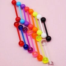 10/20/30pcs Fashionable UV Acrylic Flexible Tongue Rings, Body Piercing Jewelry - Multicolor - View 12