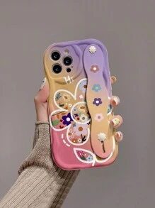 1 Stück modischer Blumen-bedruckter, verstärkter Anti-Drop Handyhülle mit Handgelenkband und Ständer-Funktion, kompatibel mit und Serien