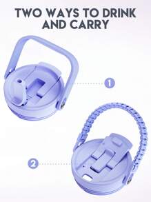Meoky Bình nước giữ nhiệt 32oz có tay cầm, bình giữ nhiệt chân không, bình du lịch bằng thép không gỉ với nắp chống rò rỉ và ống hút, giữ lạnh đến 34 giờ hoặc giữ nóng đến 10 giờ, bình giữ nhiệt di động lý tưởng cho cắm trại, leo núi, lái xe và các chuyến đi đường dài. - Màu tím - Xem 3
