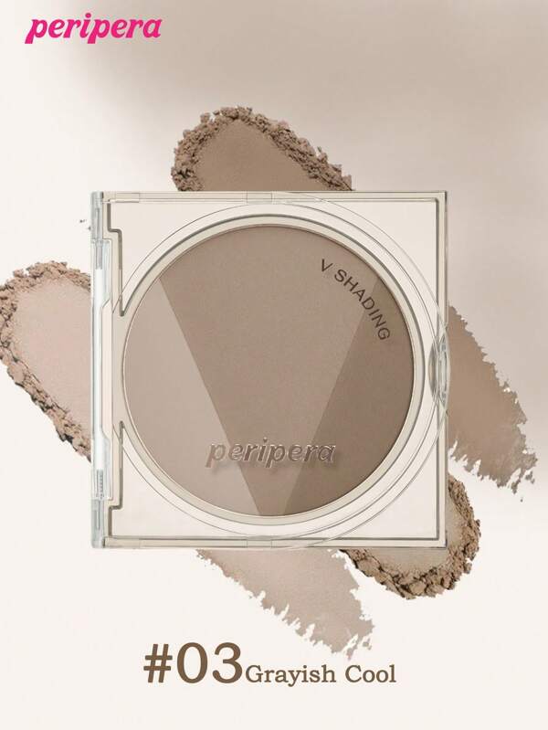 Peripera K-Beauty Peripera V Shading Contour, Matte Powder Contour Palette, 1:2:1 Ratio, Light Smooth, Velety Texture, Slimming Facial Nose, Natural Gradation, Bronzer Contour Palette,Korean Makeup
