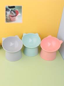 1入組高腳貓碗/狗餐盤，具有防漏斜頸設計和可愛的造型，適用於貓/狗飼料和飲食，貓/狗用品 - 彩色 - 查看 5