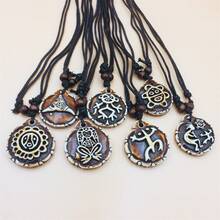 6pcs/LOT Random Imitation Bone Puerto Rico  Sun Coqui Taino Kokopelli CAGUANA (SEATED TAINO) Frog Necklaces Pendants Men Women Wax Cord Jewelry - Brown - View 2