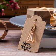 100pcs, Kraft Gift Tags With Jute Rope, Blank Merchandise Price Hanging Tags, Bulk Brown Tags For Wedding, Birthday, Holiday, Party Favors, Arts And Crafts Packaging, DIY Gift Decoration Tags, Hanging Decor, Back To School Valentine Day - Brown - View 7