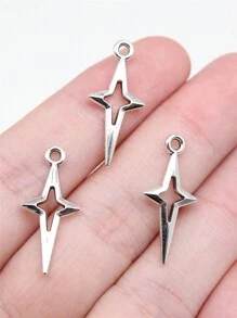 40 件 23x10 毫米（0.91x0.39 英寸）镂空星形吊坠 闪亮星形吊坠 女士 DIY 珠宝制作 - 鏤空星星 - 查看 3