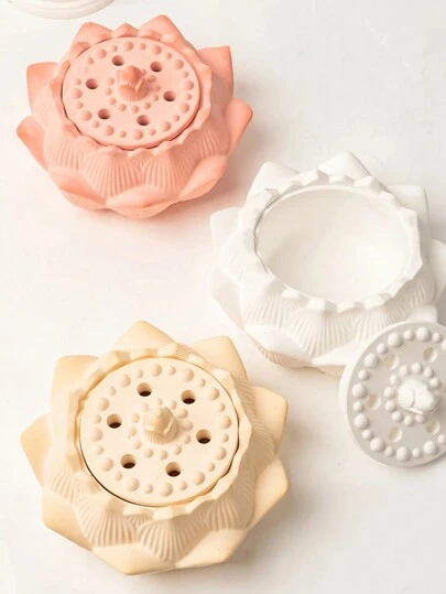 2 件莲花形硅胶模具，适用于 DIY 收纳盒、香薰蜡烛容器、石膏工艺品、家居装饰