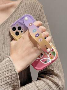 1 Stück modischer Blumen-bedruckter, verstärkter Anti-Drop Handyhülle mit Handgelenkband und Ständer-Funktion, kompatibel mit und Serien