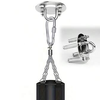 Accessoires voor fitnessbokstraining, vaste plaat van roestvrij staal, haak voor buiten, haak voor binnen met hoge belasting. Geschikt voor bokszandzakken, hangmatten, yoga, schommelstoelaccessoires