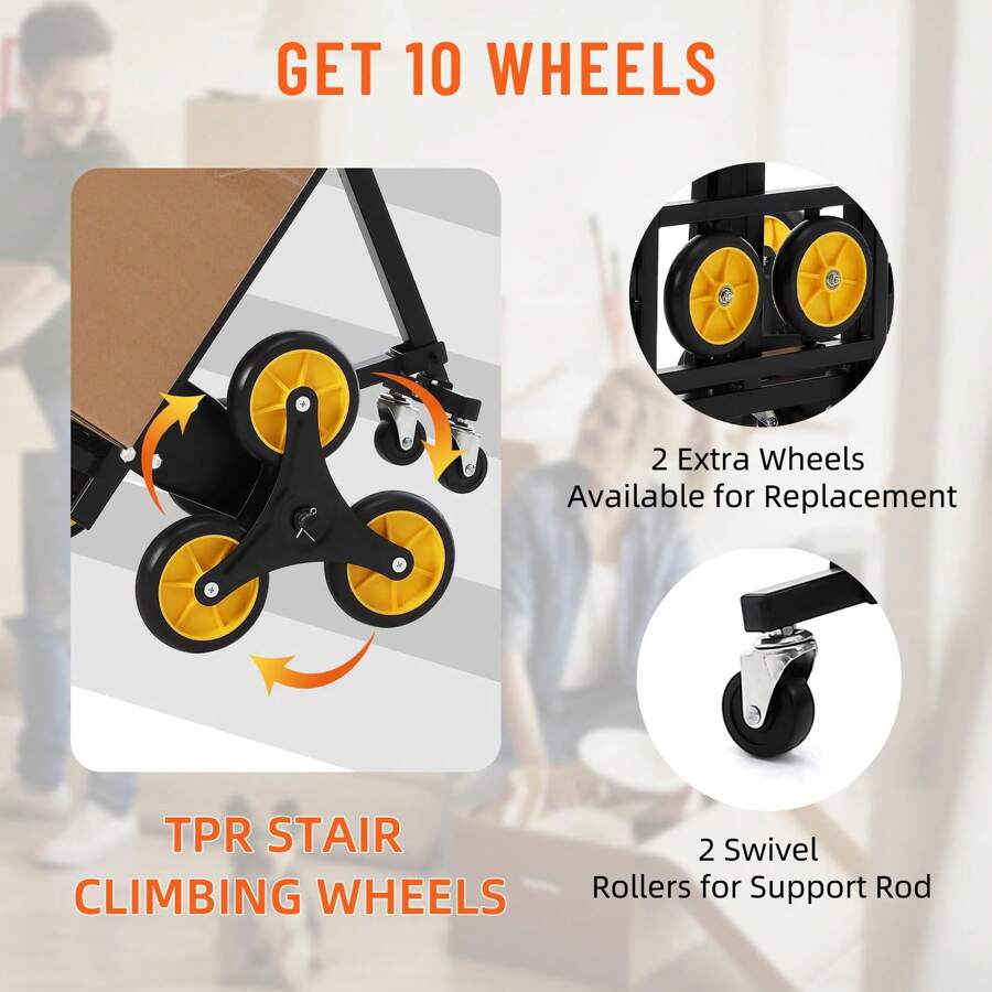 Stair Climber Hand Truck, 330 Lb Capacity Foldable Cart With Telescopic ...