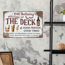 1入獨特設計帶名字的個性化甲板牌，適用於家庭酒吧、戶外牆壁、咖啡店、庭院、門廊，12x8英寸金屬牌 - 彩色 - 查看 6