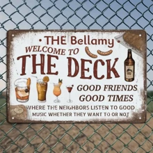 1入獨特設計帶名字的個性化甲板牌，適用於家庭酒吧、戶外牆壁、咖啡店、庭院、門廊，12x8英寸金屬牌 - 彩色 - 查看 7