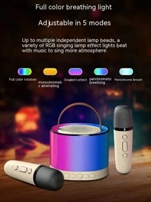 Khaki K52 Double Malt  Wireless Microphone Integrated Microphone K Song Speaker Wireless Bluetooth Portable Singer KTV Set - Khaki Double Wheat - View 6