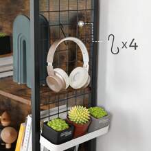 VASAGLE Bibliothèque, Étagère de rangement, 4 niveaux, pour livres et objets de décoration, cadre en acier stable, avec crochets en S, pour salon, chambre, Marron Rustique et Noir - Acajou - Voir 2