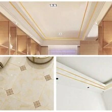 Tiras decorativas y revestimientos de paredes, tiras decorativas metálicas, autoadhesivas, despegar y pegar, para techos, paredes, espejos, esquinas, armarios, alacenas y molduras de automóviles - Amarillo - Ver 8