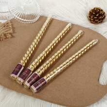 Set mit 4 oder 12 langen, spiralförmig gestalteten, farbigen Kerzen für romantische Kerzendinner Dekoration, Hochzeits- & Geburtstags Kerzen 25cm hoch mit 2cm Durchmesser unten, 9 Stunden Brenndauer, geruchlos und rauchlos, Raum Dekoration, Geschenke