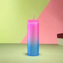 1入組473ml/16oz漸變色吸管水瓶，簡單可愛的夏季戶外飲品器皿 - 彩色 - 查看 9