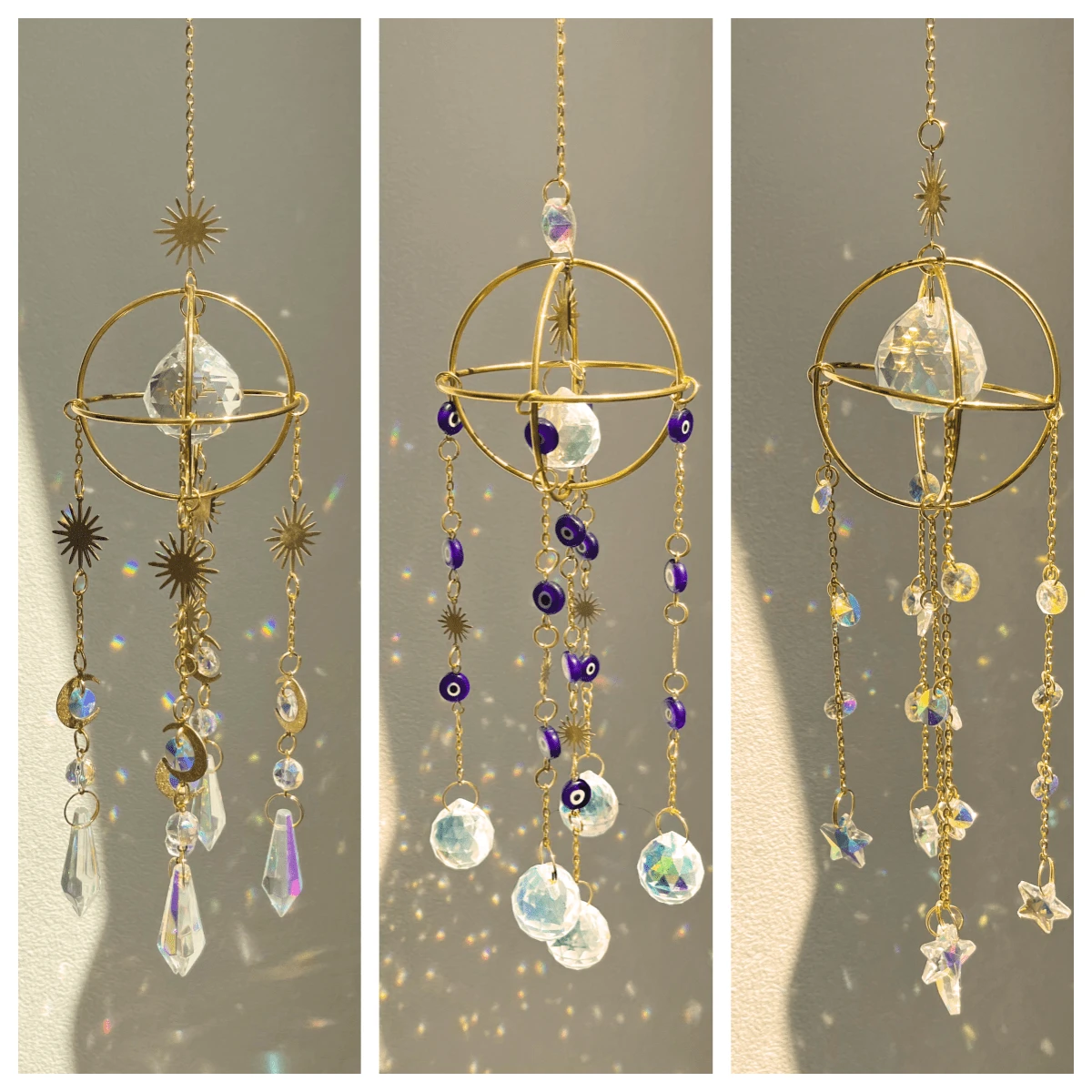 1 Máy bắt nắng pha lê phong thủy, Mặt dây chuyền ô tô, Trang trí tường treo cầu vồng ma thuật, Mặt dây chuyền pha lê giả tưởng, Trang trí treo nhà sản xuất cầu vồng, Trang trí tường cửa sổ sân vườn trong phòng gia đình - Nhiều màu - Xem 1