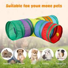 Rabbit Tunnel And Tube Foldable Rabbit Hiding Place, Small Animal Activity Tunnel Toy Suitable For Short Rabbits, Rabbits, Guinea Pigs, Kittens - Multicolor - View 7