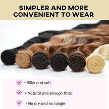 22/24/26 pulgadas Paquete de extensiones de cabello sintético lacio/ondulado del Body una pieza de cabello con tejido de cabello, extensiones de cabello de un solo paquete para cosplay - Negro natural - Ver 4