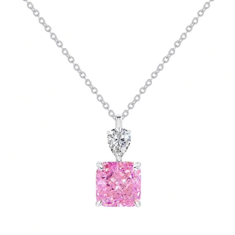 Exquisito collar de cobre con circonia cúbica rosa
