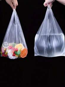 100 bolsas plásticas blancas, adecuadas para tiendas de abarrotes, compras, restaurantes, tiendas de conveniencia, boutiques y supermercados