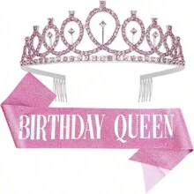 2pcs/Set Birthday Queen Sash Ribbon And Tiara For Women Including Birthday Crown, Sash Ribbon Candles And Cake Topper, Birthday Gifts For Happy Birthday Party Favor Supplies Suitable For Any Age,Christmas - Queen - View 16