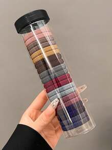 20-80pcs Women's Candy-Colored Hair Ties In Can, Including Black, White, Pink, Purple, Red & Yellow Solid Colors, Fashionable Minimalist Style Hair Accessories, Suitable For Daily Wear, Commute, Party, Face Washing, Bathing, Makeup, Clothing Matching And Styling.,School Ponytail Holders Hair Elastics Hair Rubber Bands Scrunchies Hair Rope Elastic Hair Tie Head Accessories Gym Sport Running Outfit - Multicolor - View 19