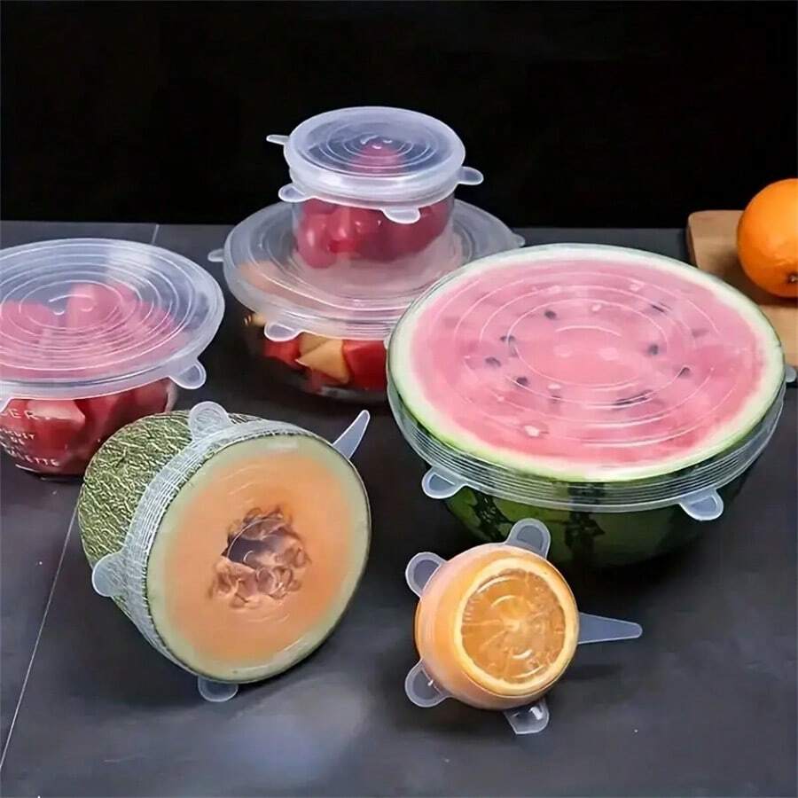 6pcs/Set Fresh-Keeping Food Storage Cover Lid Stretchable Durable Multi-Functional Silicone Stretch Lids, Reusable Food Storage Cover, Dishwasher Friendly Dust-Proof Food Wrap Kitchen Supplies Kitchen Gadgets For Restaurant Catering Food Truck Supplies