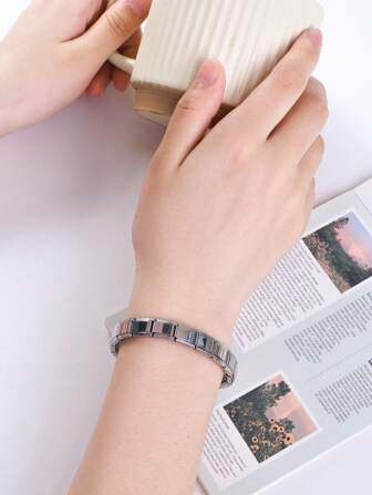 1pc Stainless Steel Elastic Fashion Bracelet, Adjustable Bangle, Suitable For Daily Wear