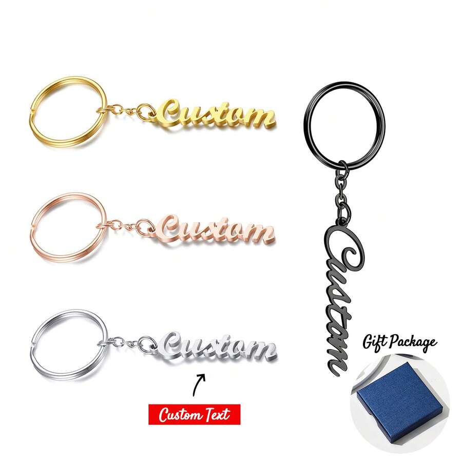 Móc khóa tùy chỉnh được cá nhân hóa Bảng tên móc khóa bằng thép không gỉ dành cho nữ Đàn ông Cô gái Ngày của Cha Ngày của Mẹ Giáng sinh Halloween Sinh nhật Quà tặng kỷ niệm - Bạc - Xem 1