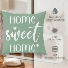 4 stks/set 'Home Is Where Our Story Begins' groene blad bedrukte bankkussensloop, een cadeau voor uw huis, woonkamer, slaapkamer of auto! 45 cm x 45 cm [zonder kussenkern, enkelzijdig afdrukken] woondecoratie