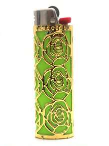 1 pieza Encendedor BIC J6 con diseño de rosa hueca, funda de encendedor de metal (solo para BIC J6), cubierta de encendedor, accesorio de encendedor