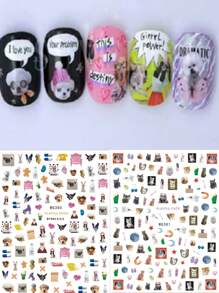 2sheets Cute Dog & Cat Nail Stickers DIY