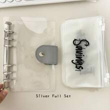 1 Set A6 Binder Budget Book,12pcs Letter Bags,Cash/Ticket/Bill Cards Organizer,Zipper Refill Bags,Management Planner Back To School