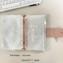 1 Set A6 Binder Budget Book,12pcs Letter Bags,Cash/Ticket/Bill Cards Organizer,Zipper Refill Bags,Management Planner Back To School