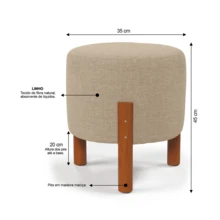 Zeus Pouffe Set Of 2 Multipurpose Stool For Living Room Toothpick Feet Round Stool Linen Fabric Colors - L&M Decor - Màu be - Xem 6