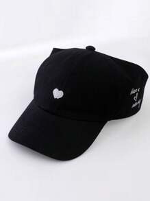 1 pezzo / 2 pezzi Cappellino da baseball con ricamo a forma di cuore per genitore e figlio, con apertura per la coda di cavallo, adatto per uso quotidiano