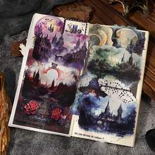 1包哥德式城市主題日誌貼紙，復古怀舊美學貼花，裝飾DIY拼貼工藝材料，節日禮物，個性化剪貼簿學校文具 - 綠色 - 查看 2